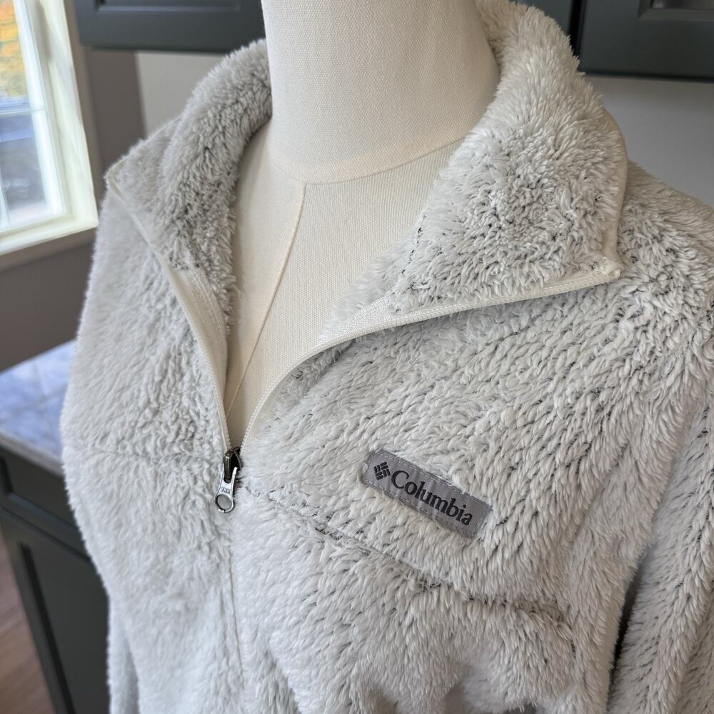 Columbia Fire Side II Sherpa Fleece Jacket Womens S Gray Full Zip